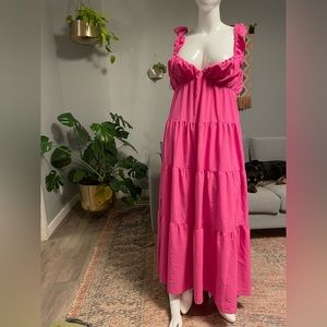 Women's Maxi Sweetheart Dress With Raw Edge Details